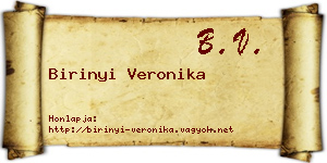 Birinyi Veronika névjegykártya